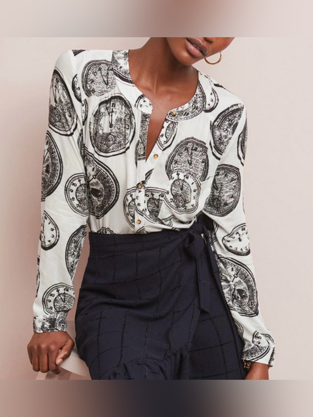 ANTHROPOLOGIE 27 of 52 CONVERSATIONS AROUND THE CLOCK COLLOQUIAL BUTTON TOP SZ 2